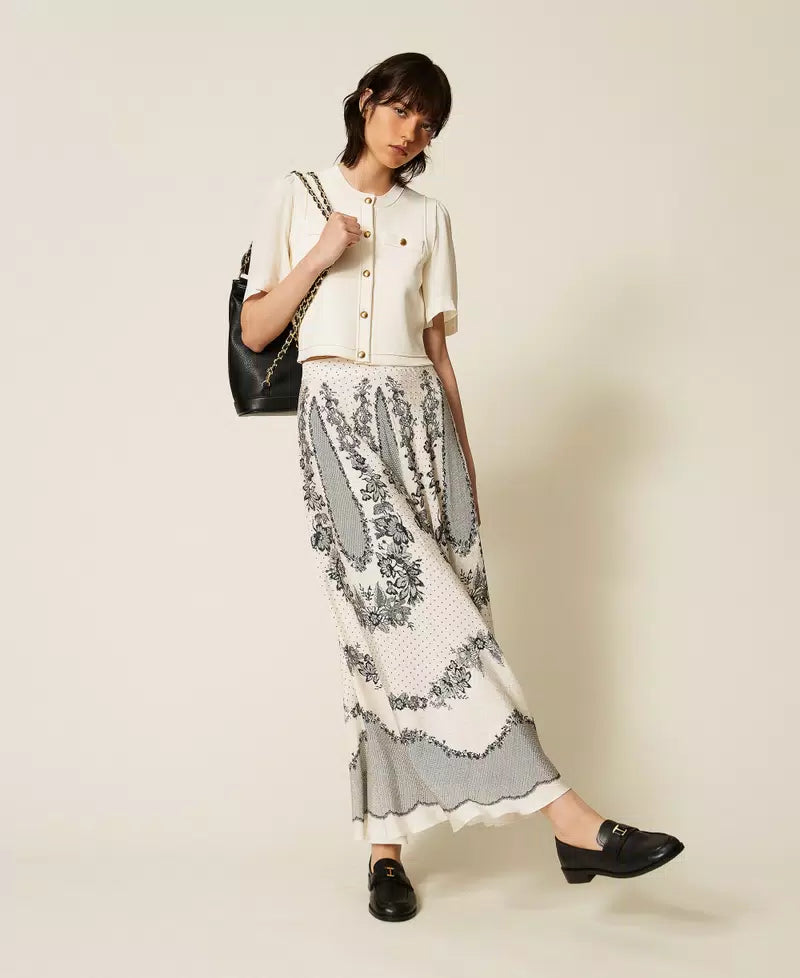 TWS-262TP3080 IVORY BUTTON KNIT CARDIGAN