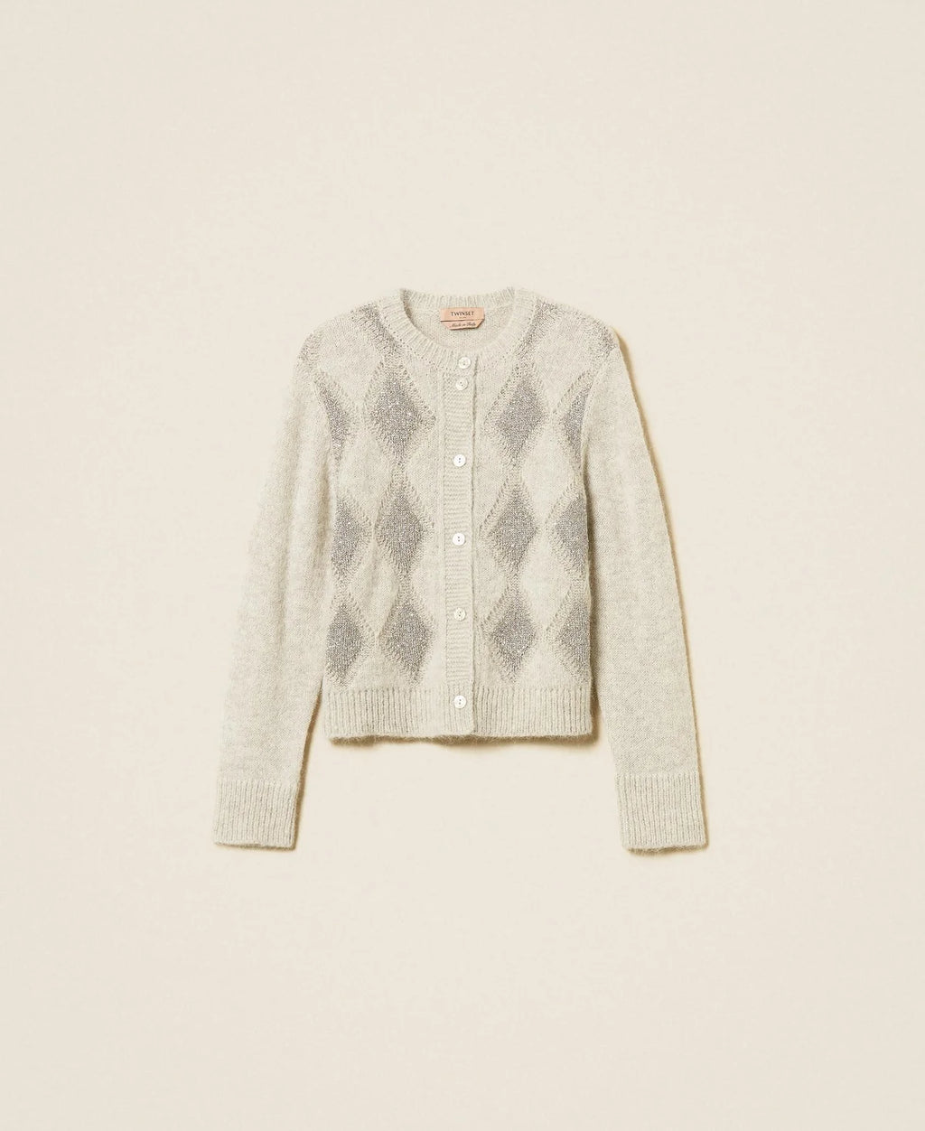 TWS-262TT3170 GREY ARGYLE CARDIGAN