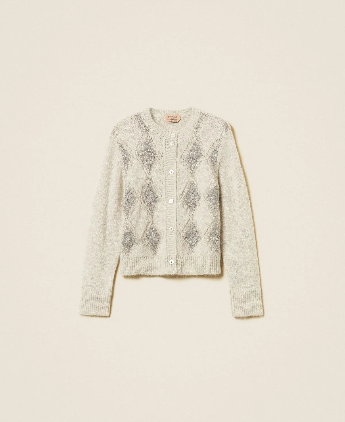 TWS-262TT3170 GREY ARGYLE CARDIGAN