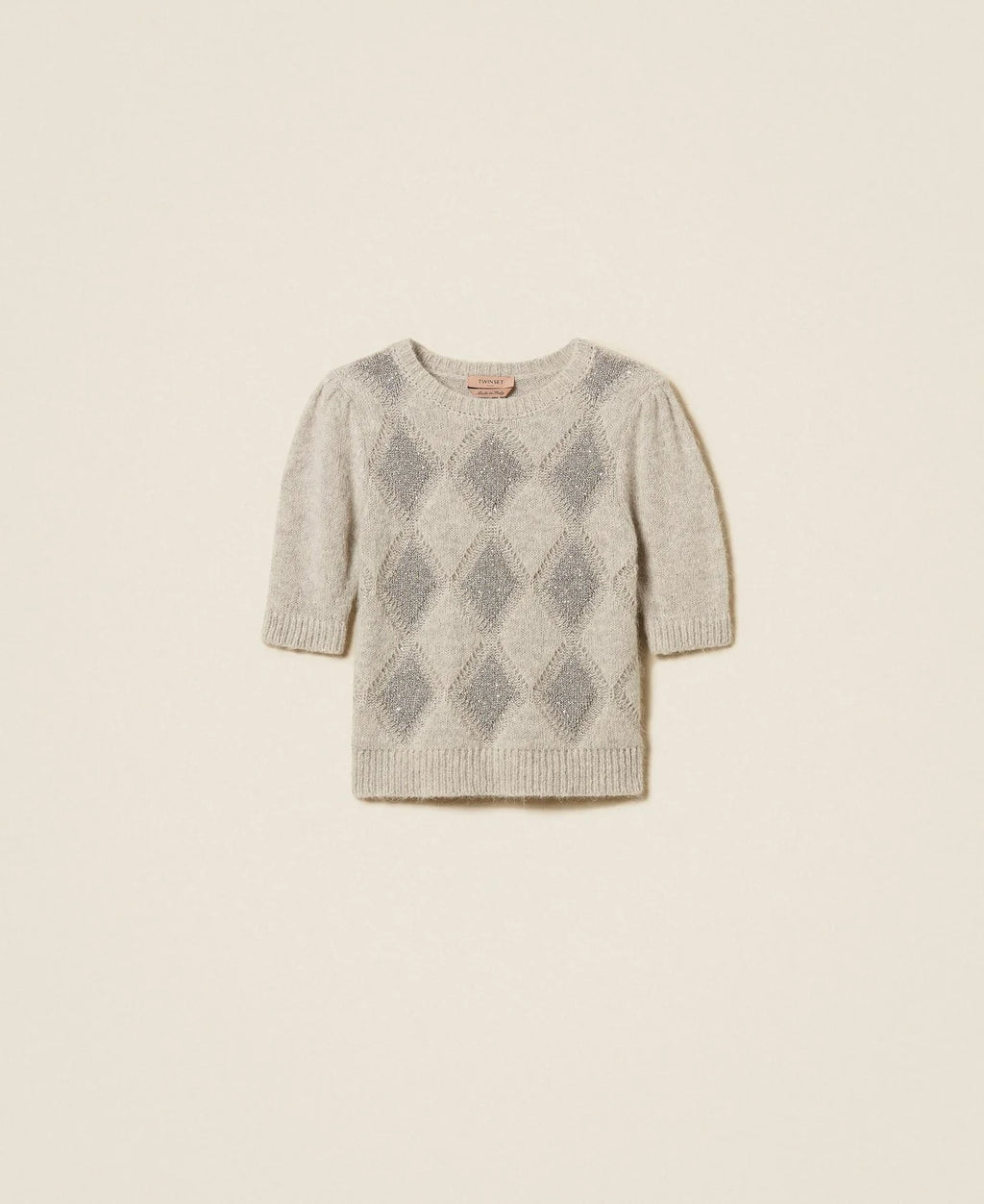 TWS-262TT3171 GREY ARGYLE TOP