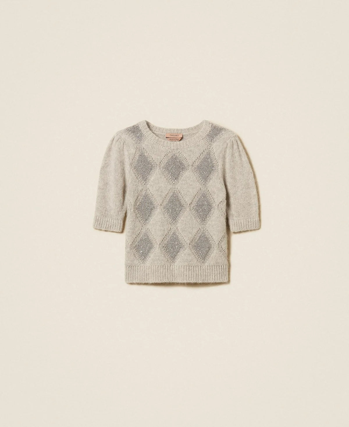 TWS-262TT3171 GREY ARGYLE TOP