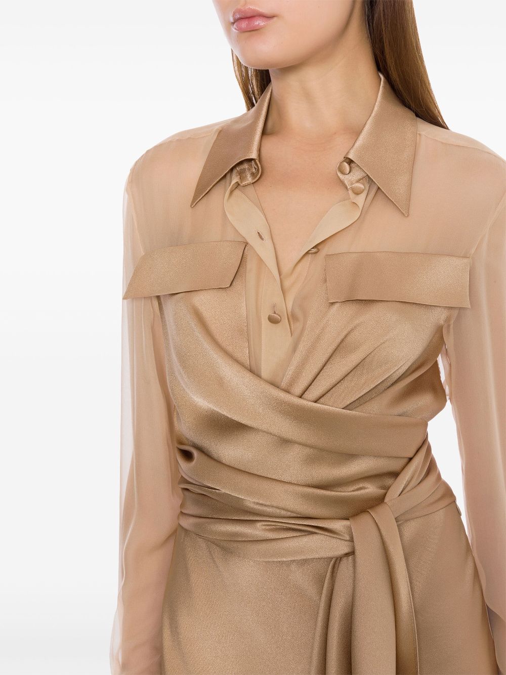 ABF-A0401 IVORY SATIN WRAP DRESS