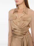 ABF-A0401 IVORY SATIN WRAP DRESS