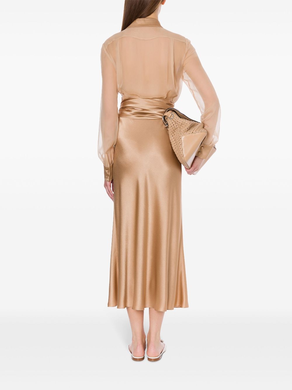 ABF-A0401 IVORY SATIN WRAP DRESS