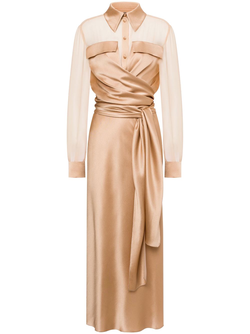 ABF-A0401 IVORY SATIN WRAP DRESS