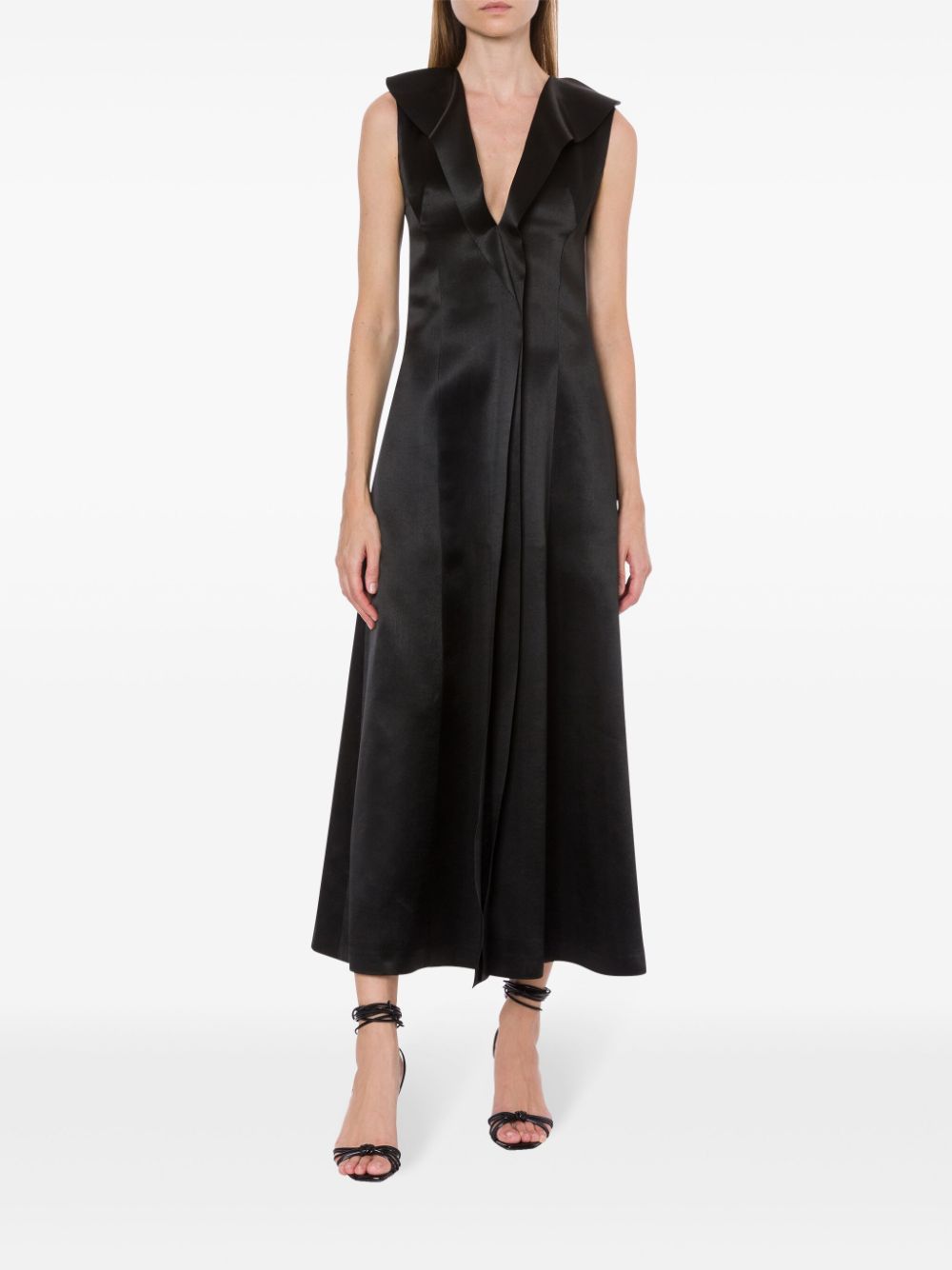 PHY-A0421 BLACK DUCHESS SLEEVELESS DRESS