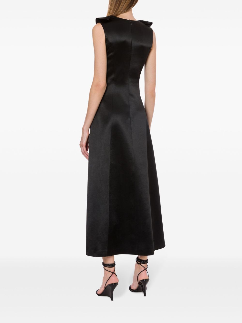 PHY-A0421 BLACK DUCHESS SLEEVELESS DRESS