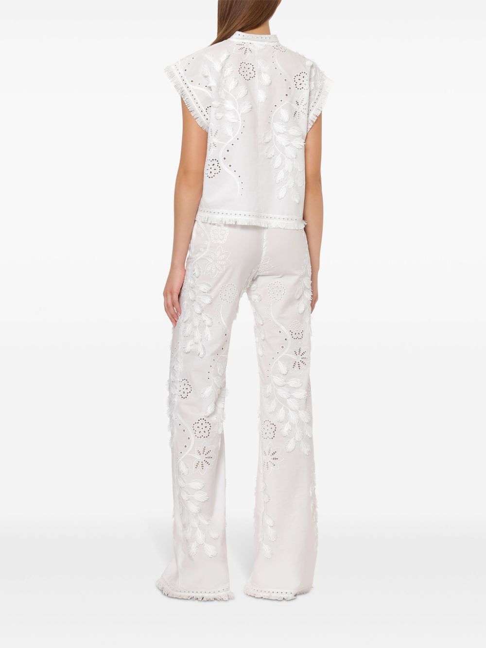 ABF-A0225 WHITE BRODERIE FRINGE BLOUSE