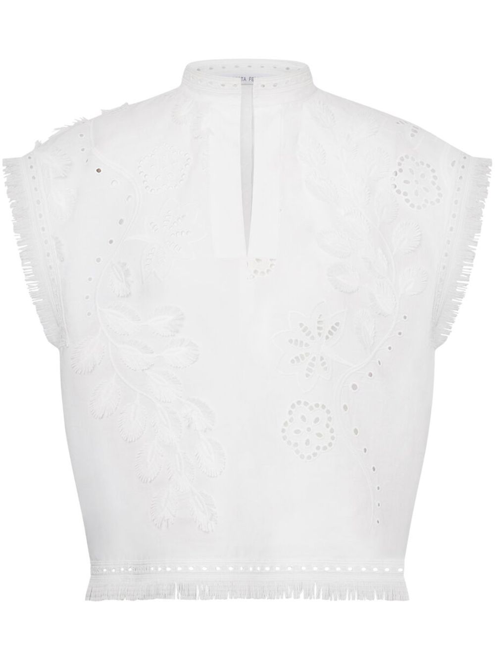 ABF-A0225 WHITE BRODERIE FRINGE BLOUSE
