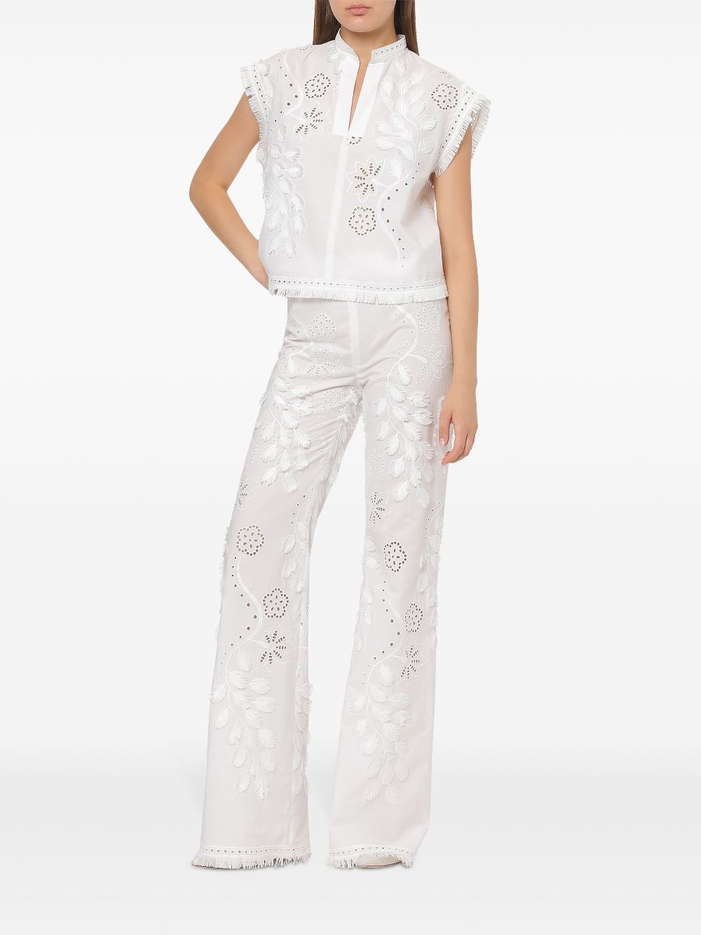 ABF-A0225 WHITE BRODERIE FRINGE BLOUSE