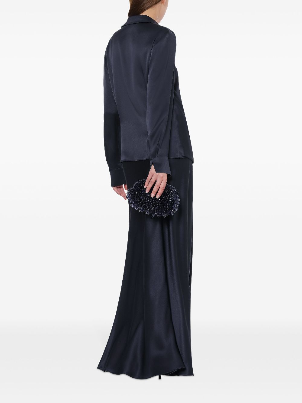 ABF-A0209 NAVY SATIN DIAMOND BLOUSE