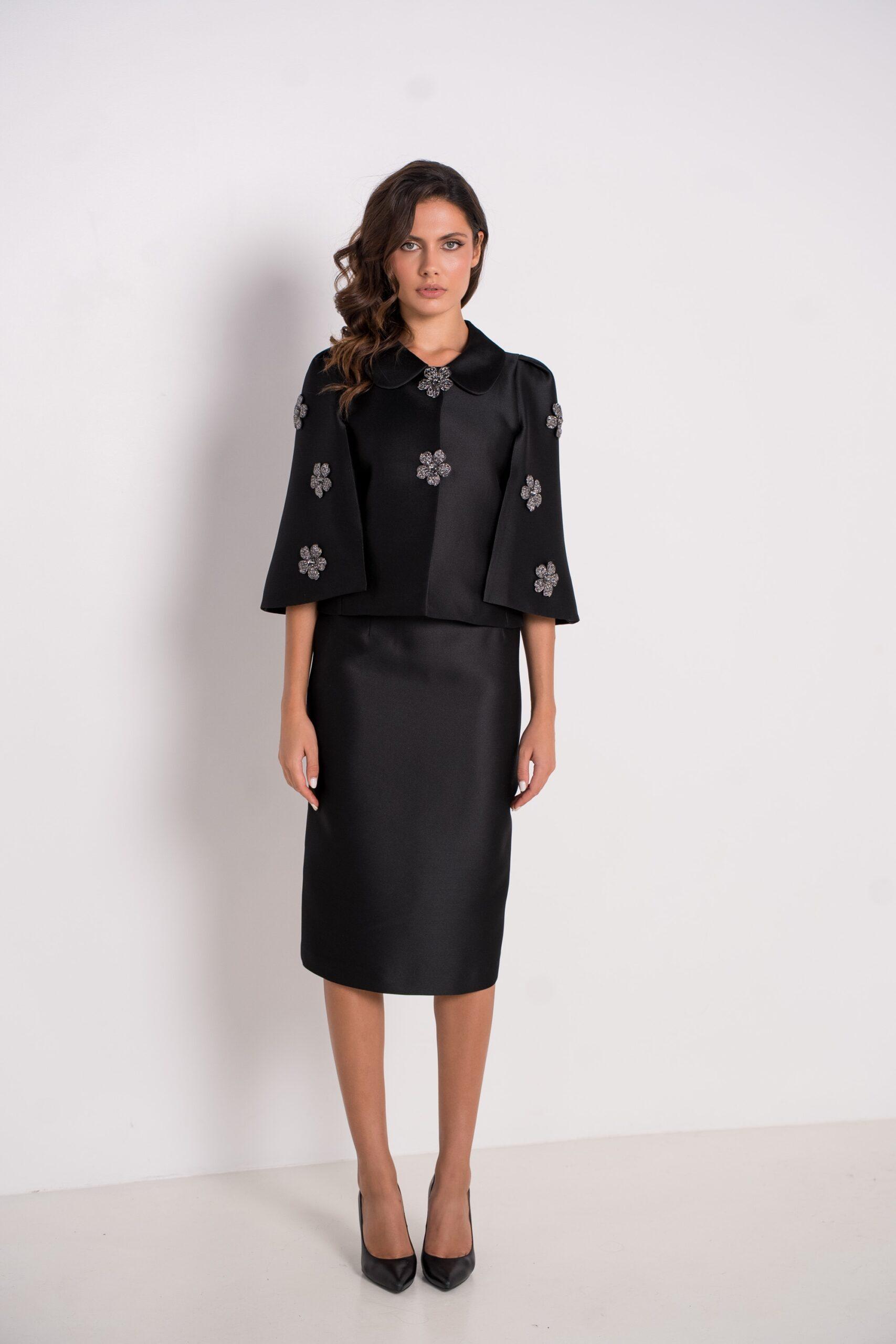 ECL-FLOCON BLACK BEADED FLOWERS JACKET