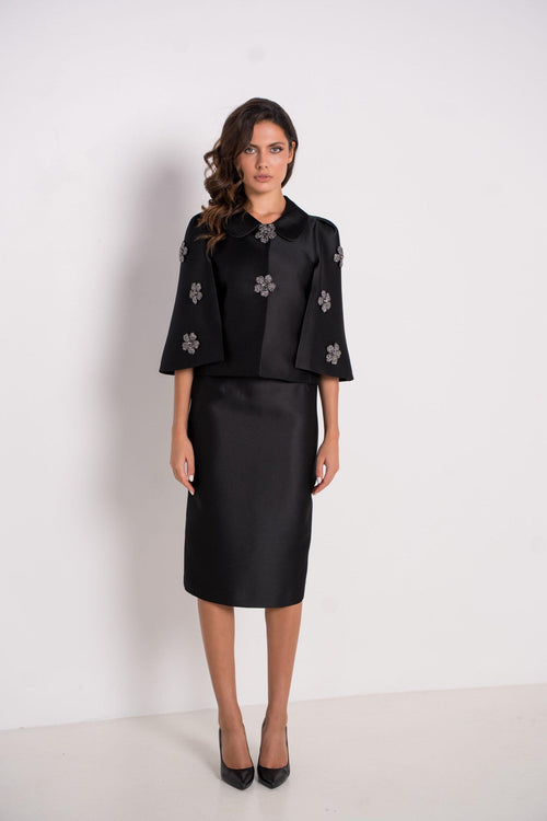 ECL-FLOCON BLACK BEADED FLOWERS JACKET