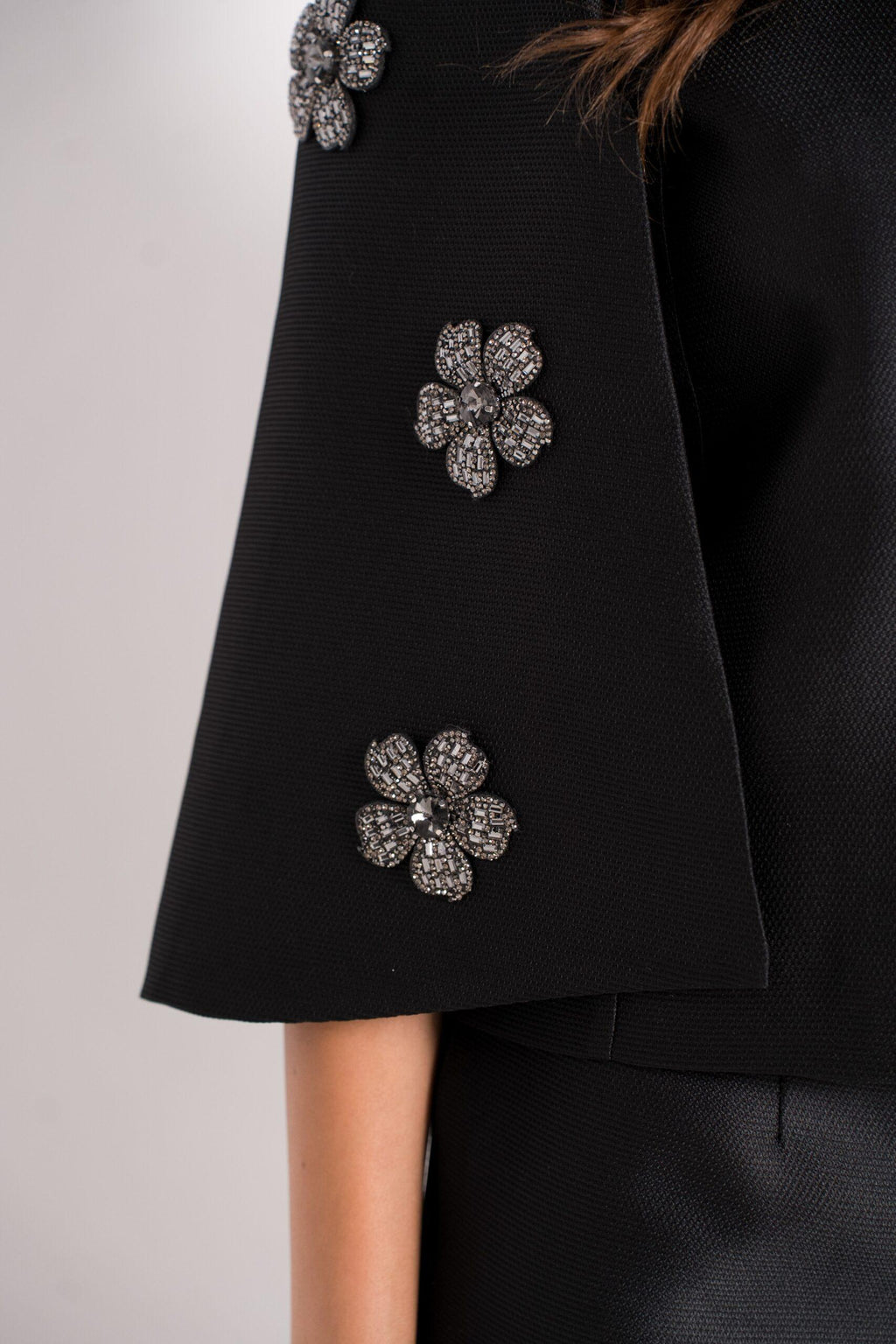 ECL-FLOCON BLACK BEADED FLOWERS JACKET