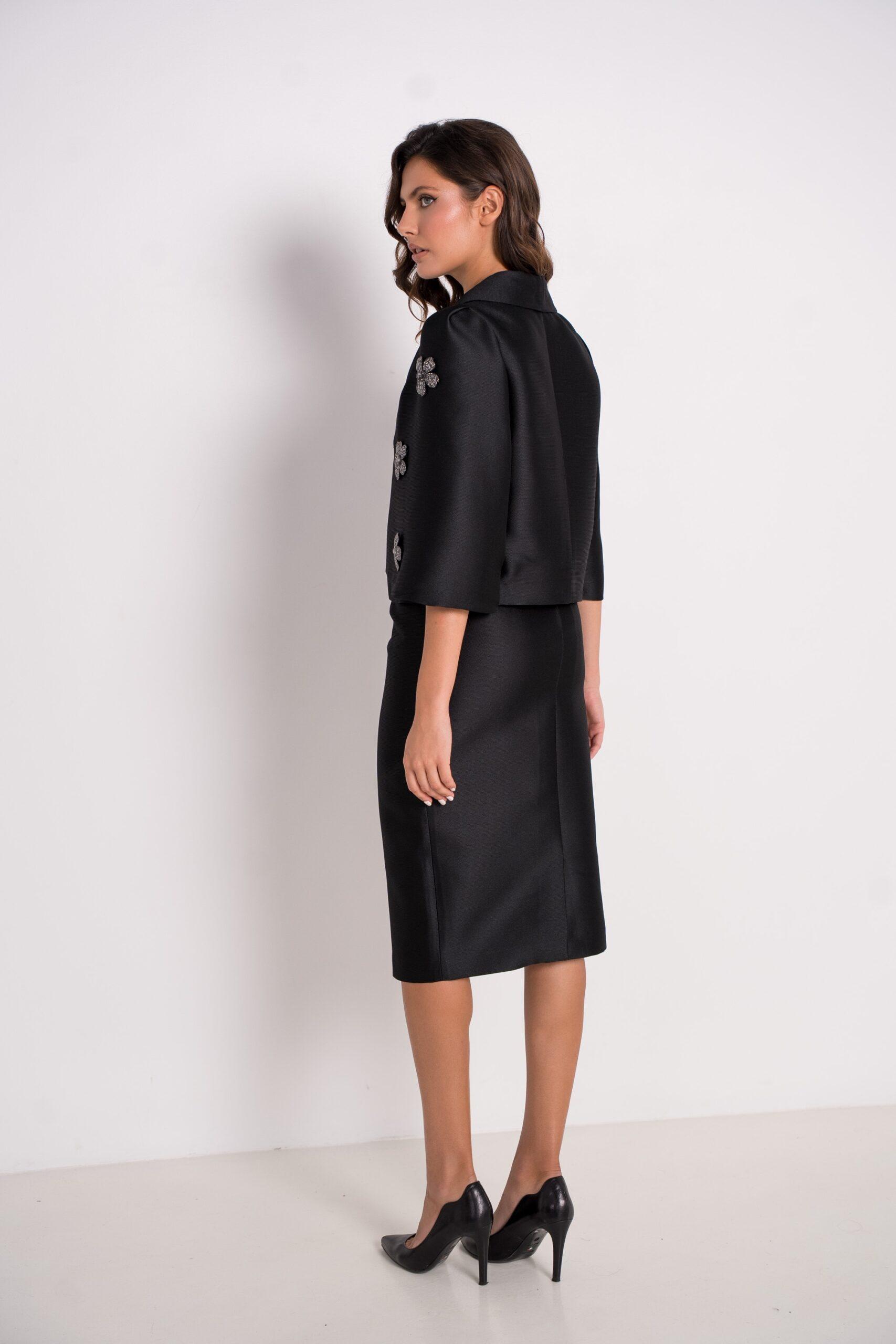 ECL-FLOCON BLACK BEADED FLOWERS JACKET