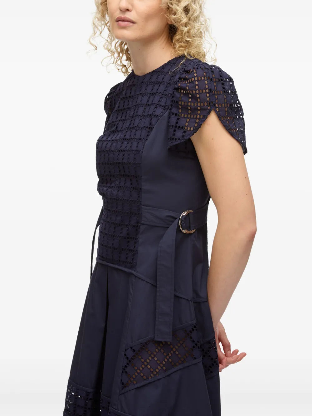 PLM-S251-90923BRG NAVY BROIDERIE TULIP DRESS