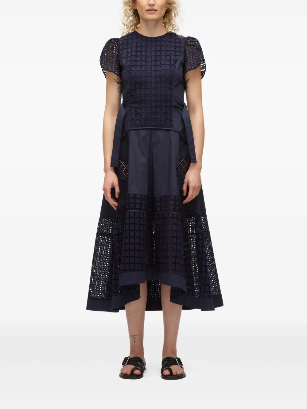 PLM-S251-90923BRG NAVY BROIDERIE TULIP DRESS