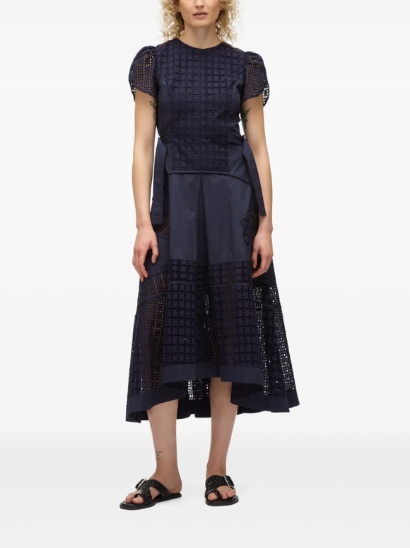 PLM-S251-90923BRG NAVY BROIDERIE TULIP DRESS