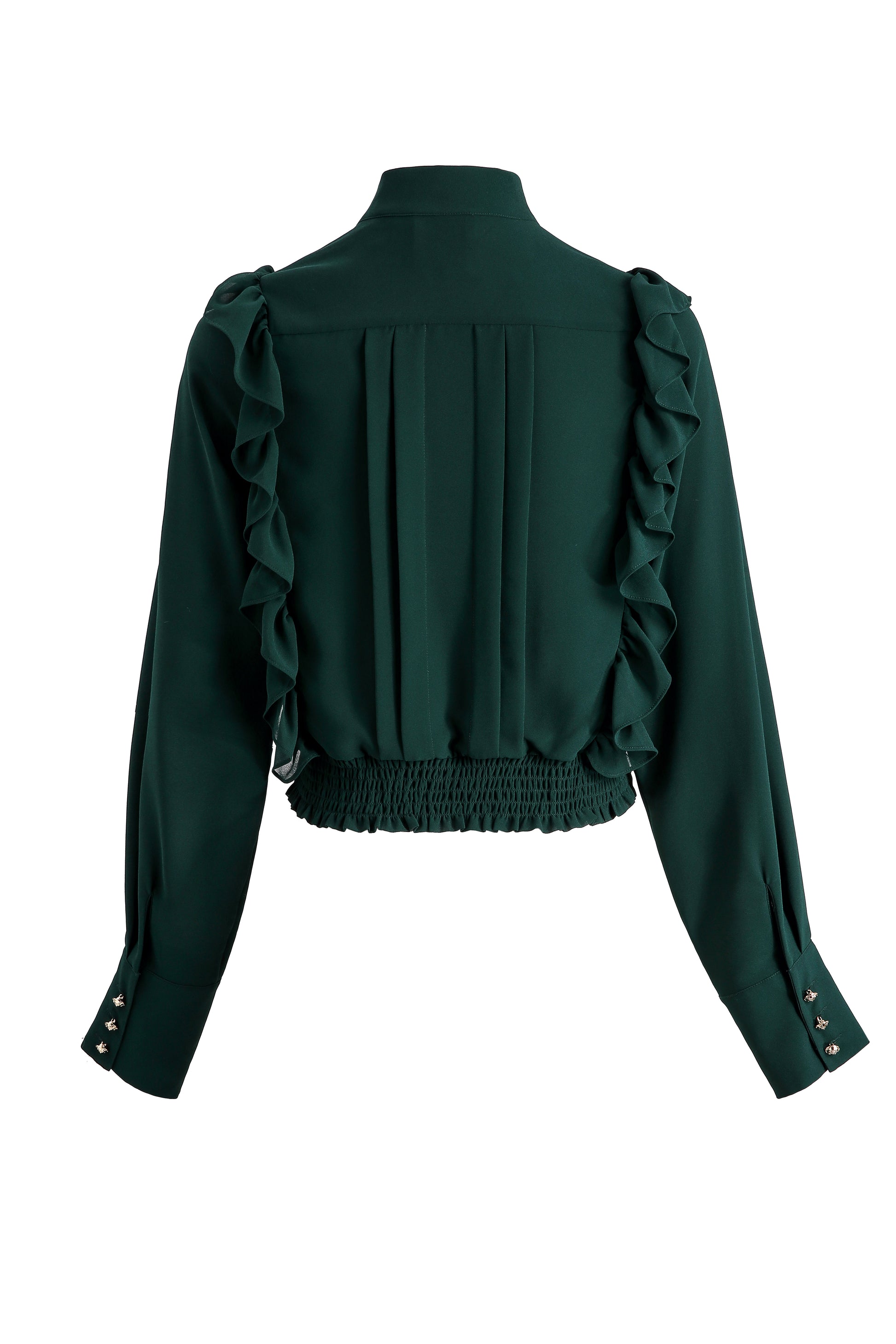EDP-070709 BLACK FRILL BOW BLOUSE