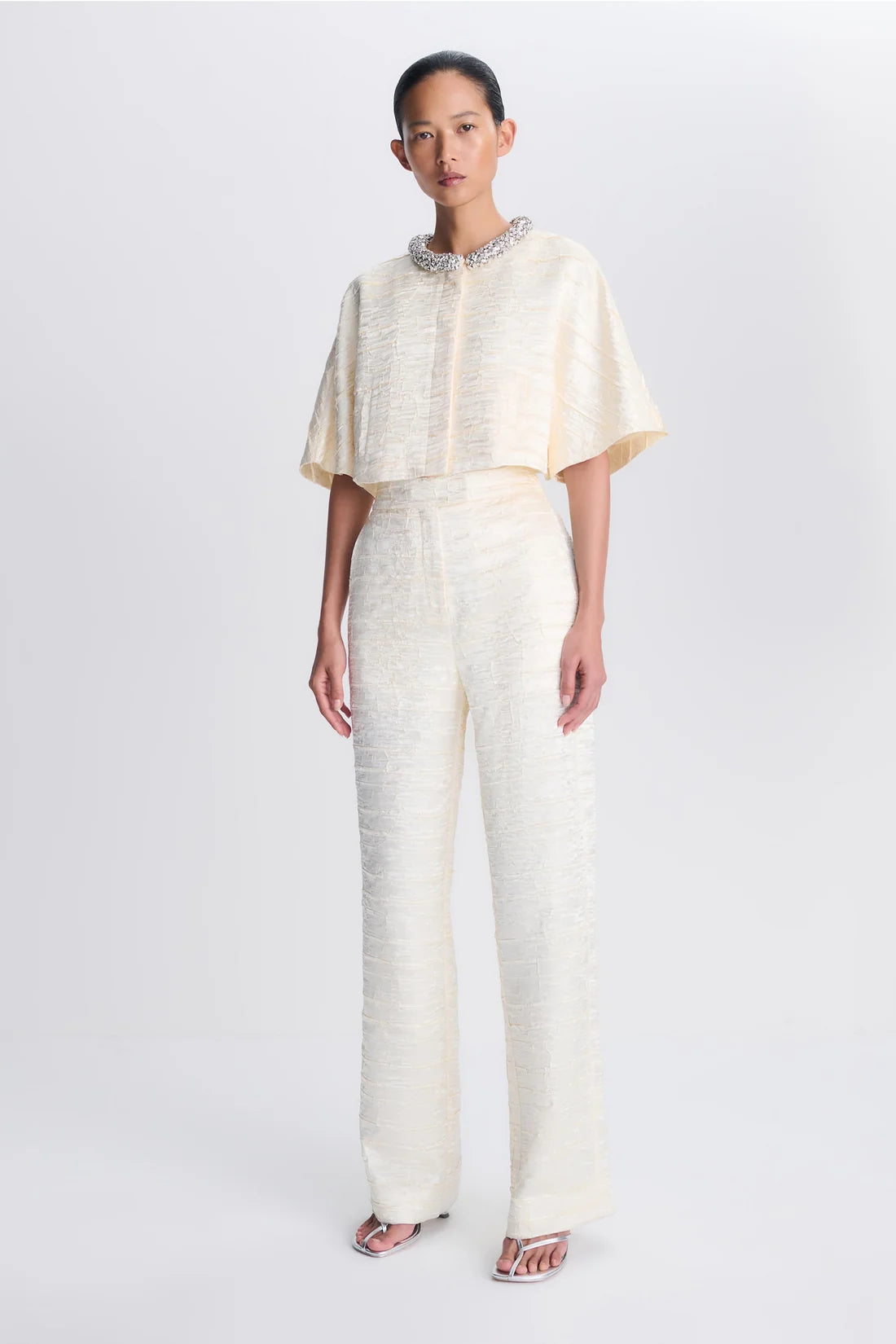 SMK-526-6035 ELVESSA IVORY CROPPED JACKET