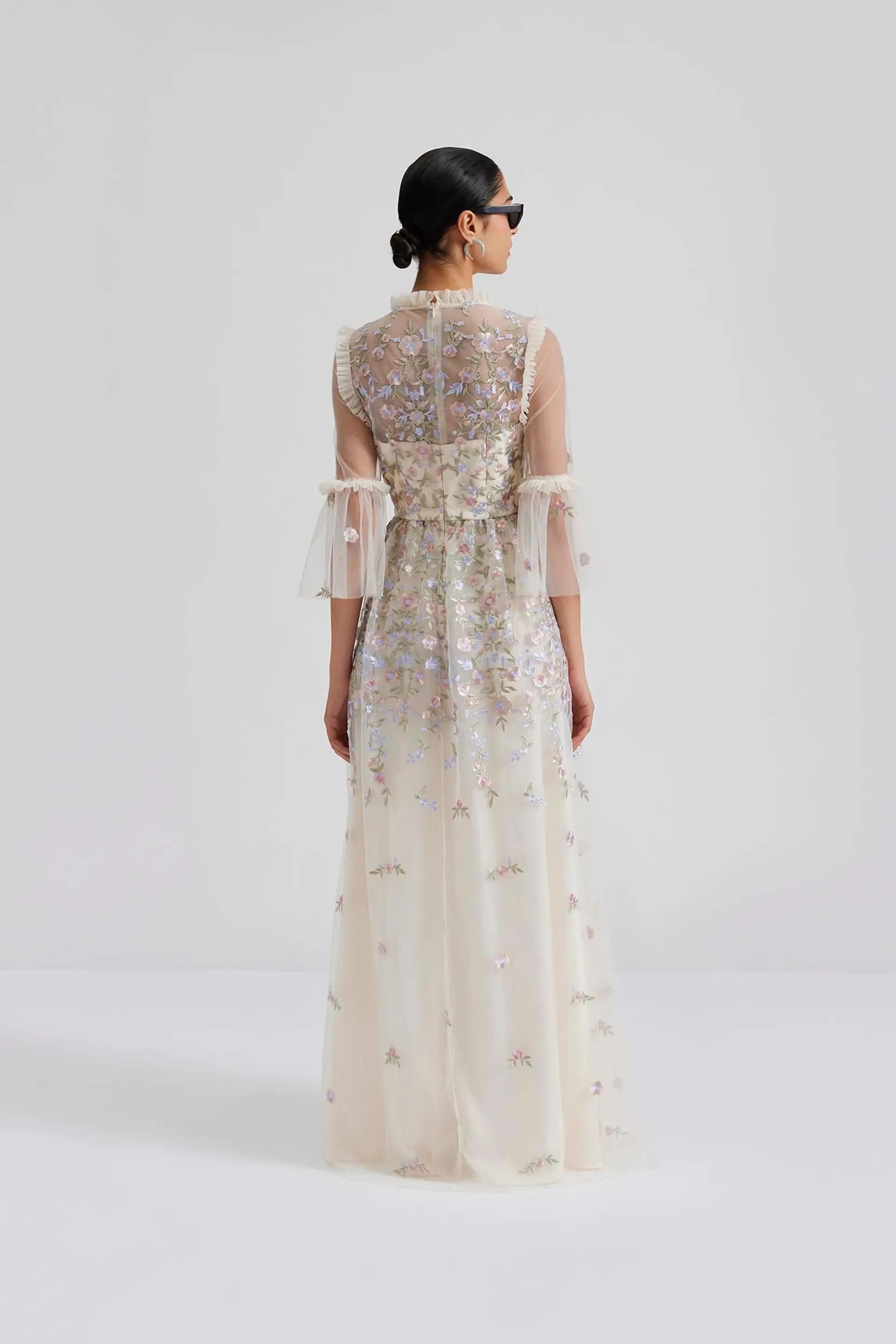 BYM-12247777 NICOLINA IVORY TULLE GOWN
