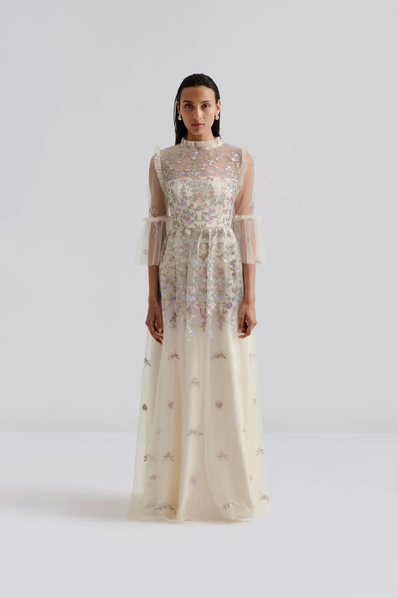 BYM-12247777 NICOLINA IVORY TULLE GOWN