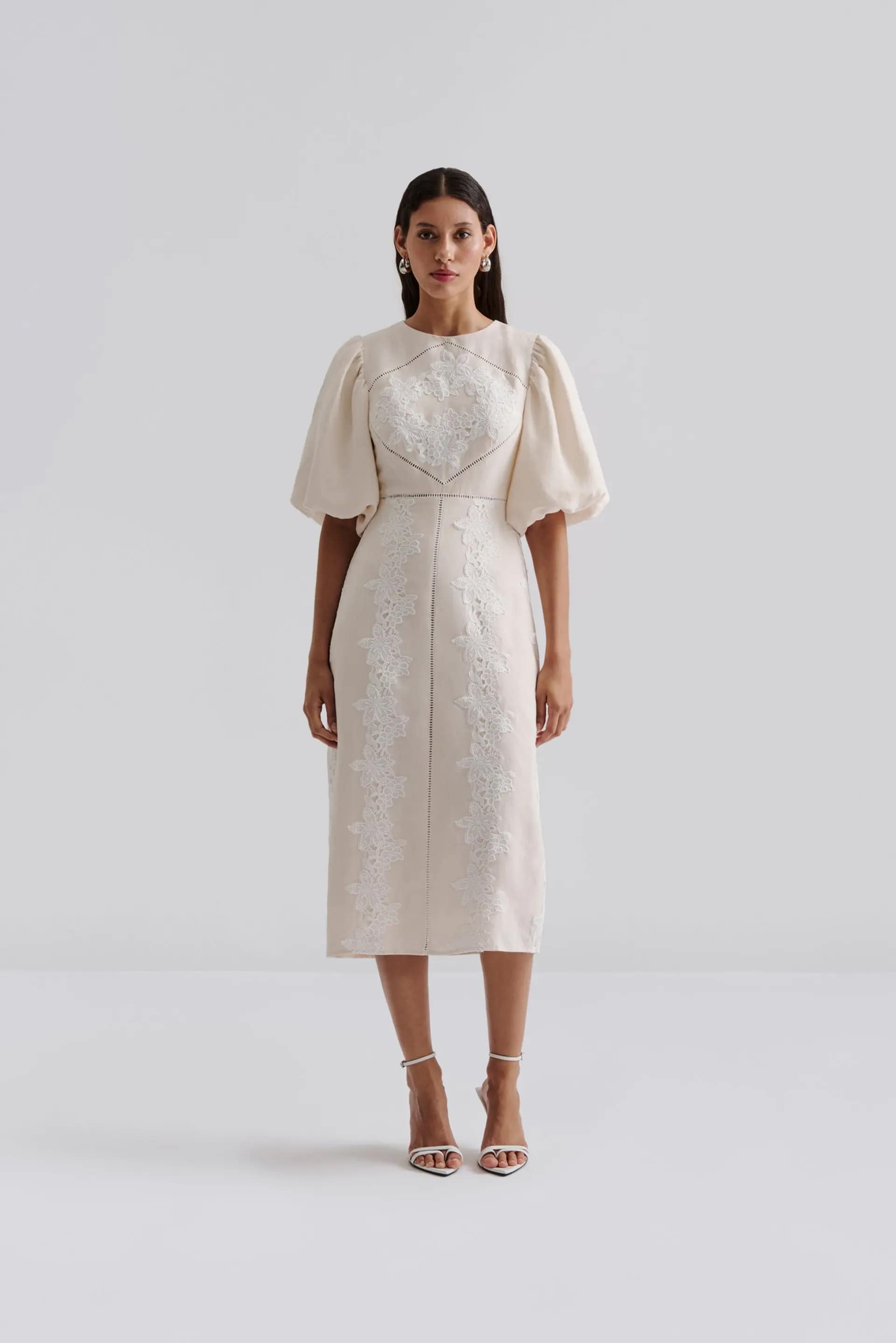 BYM-12247680 RUDY EMBROIDERED LINEN DRESS