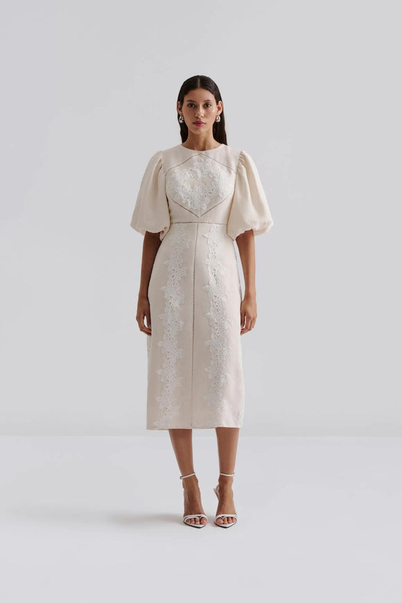 BYM-12247680 RUDY EMBROIDERED LINEN DRESS