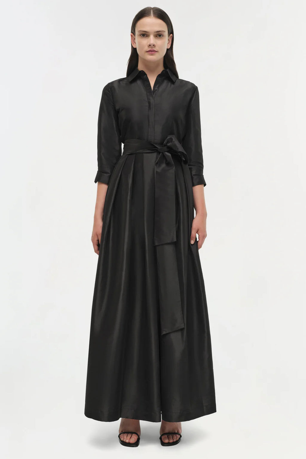 SMK-JULIP BLACK TAFFETA BELT DRESS
