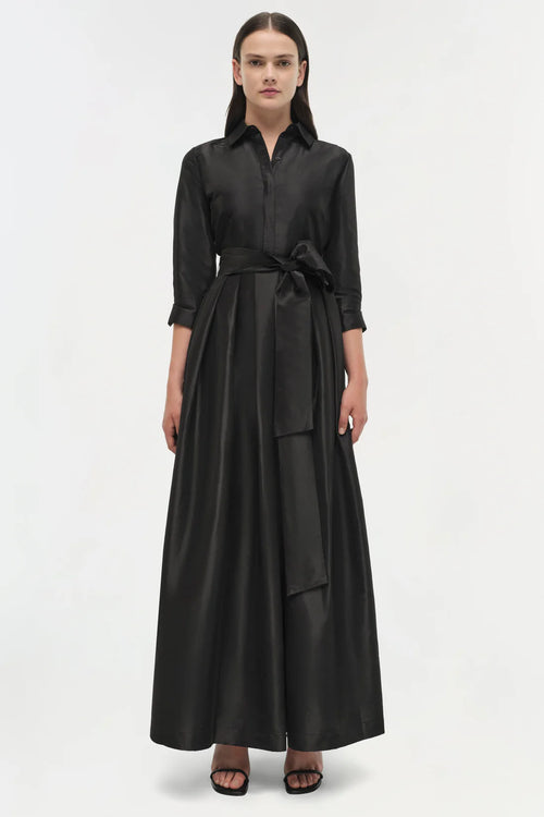 SMK-JULIP BLACK TAFFETA BELT DRESS