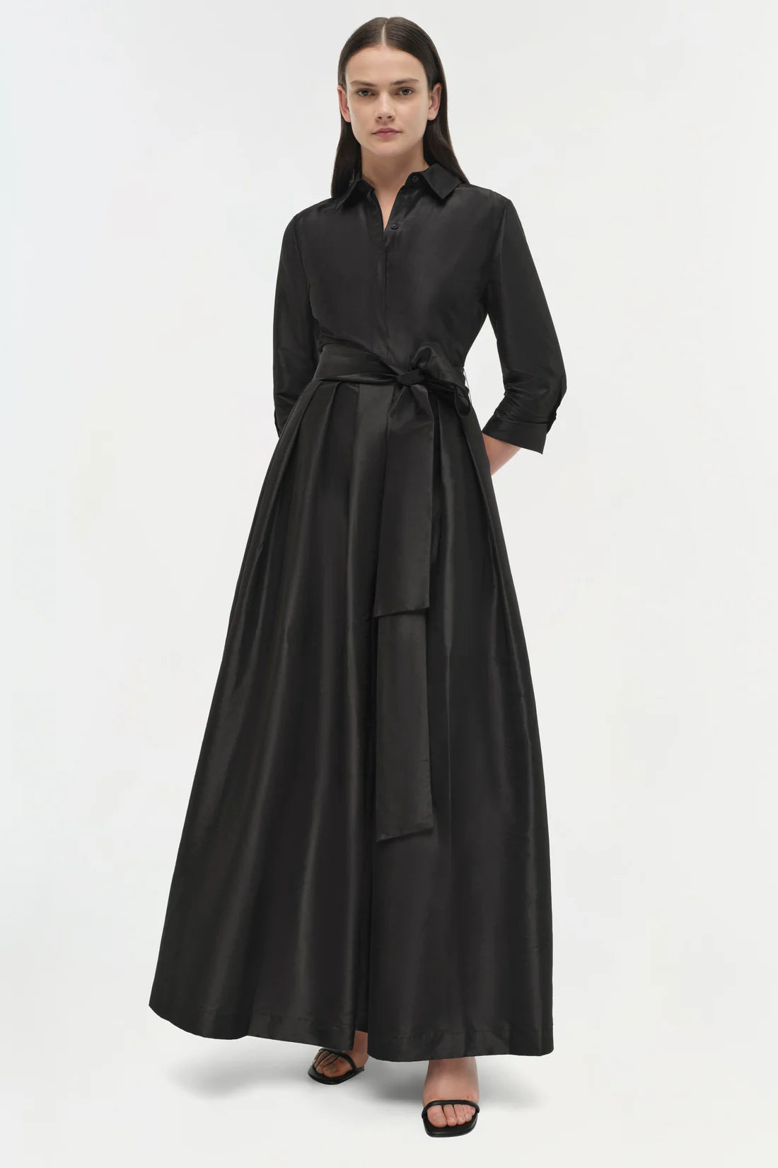 SMK-JULIP BLACK TAFFETA BELT DRESS