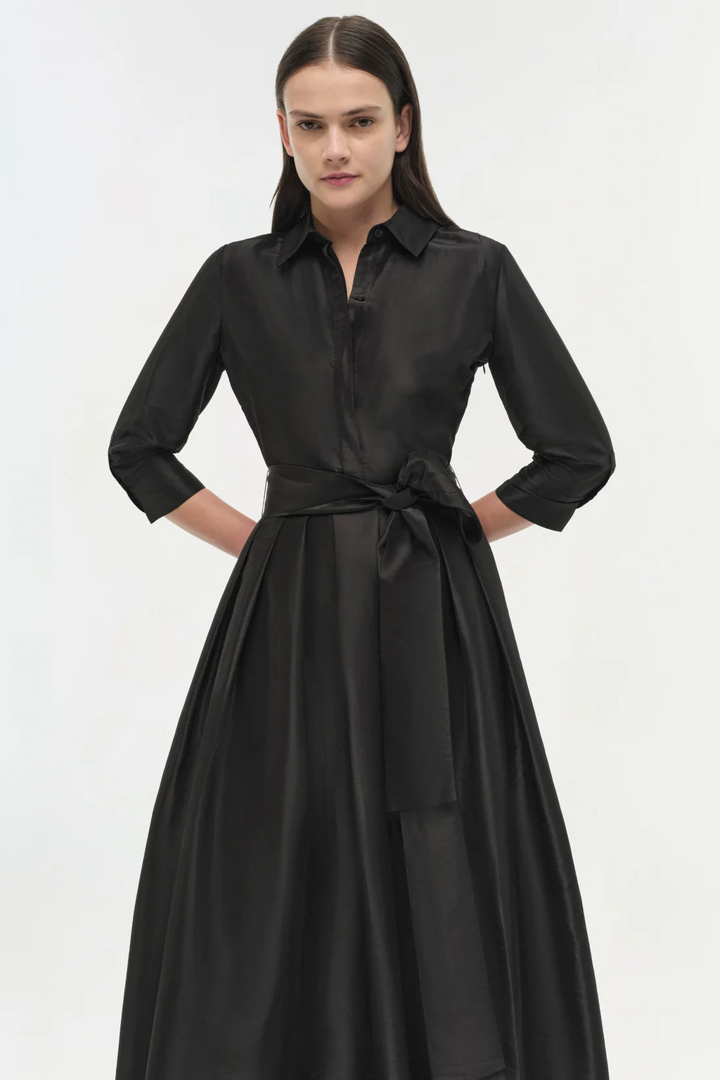 SMK-JULIP BLACK TAFFETA BELT DRESS