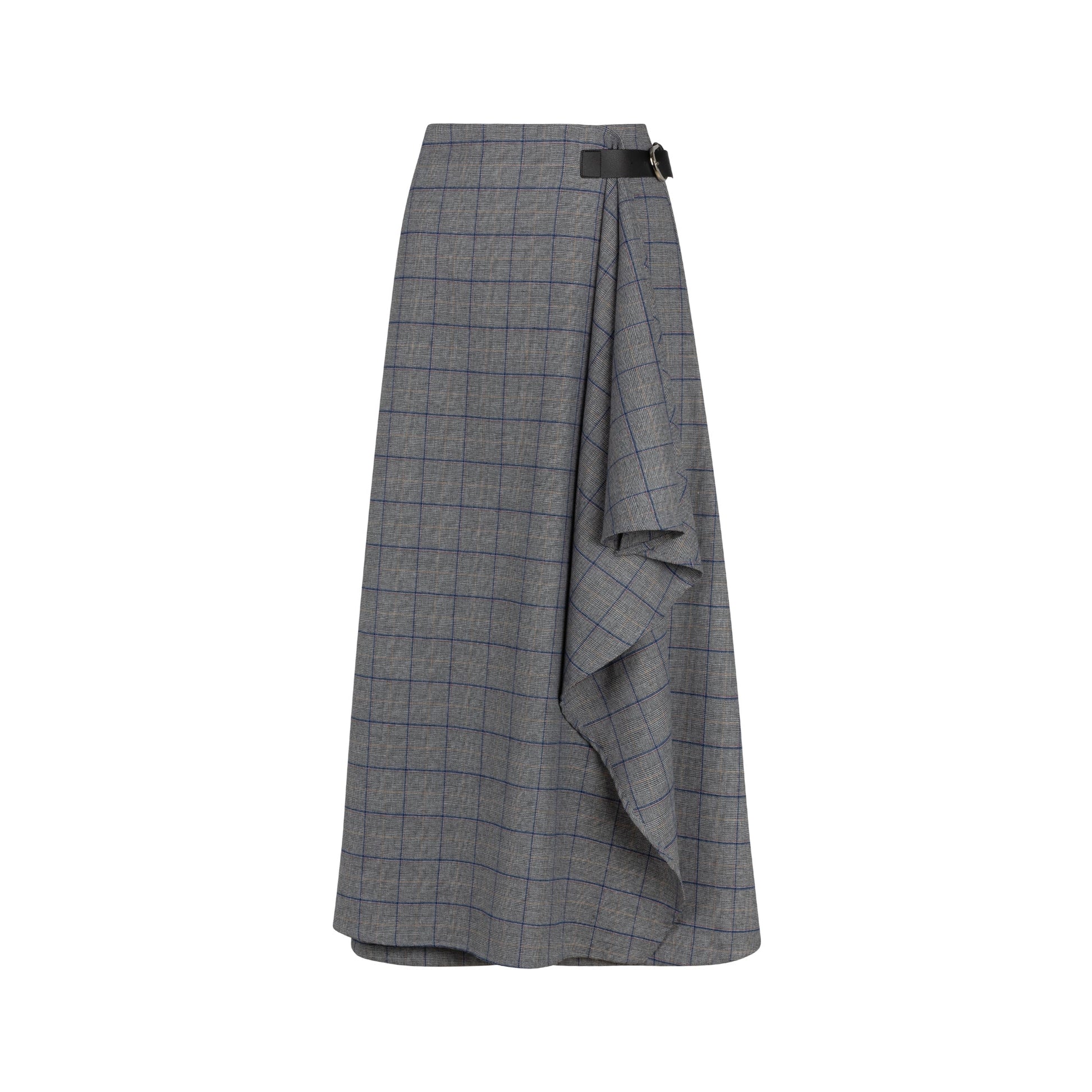 MUN-MNA5040 GREY PLAID WRAP SKIRT