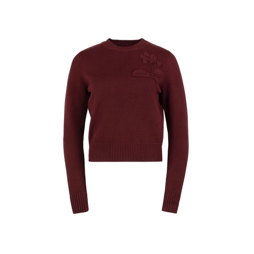 MUN-MNA5076 WINE MODA KNIT FLOWER TOP