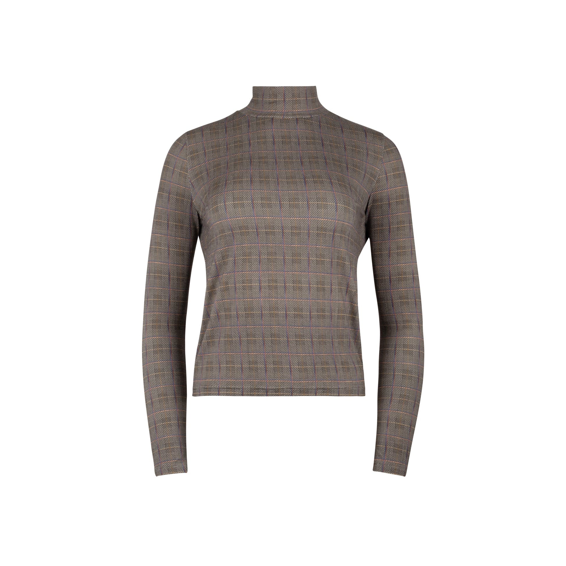 MUN-MNA5039 GREY PLAID ESSENTIAL TURTLENECK