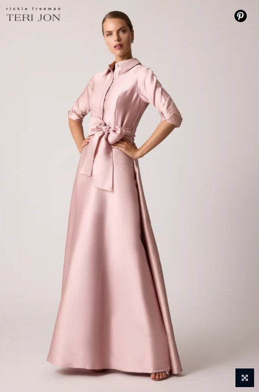 TRJ-25906 LIGHT PINK SATIN GOWN