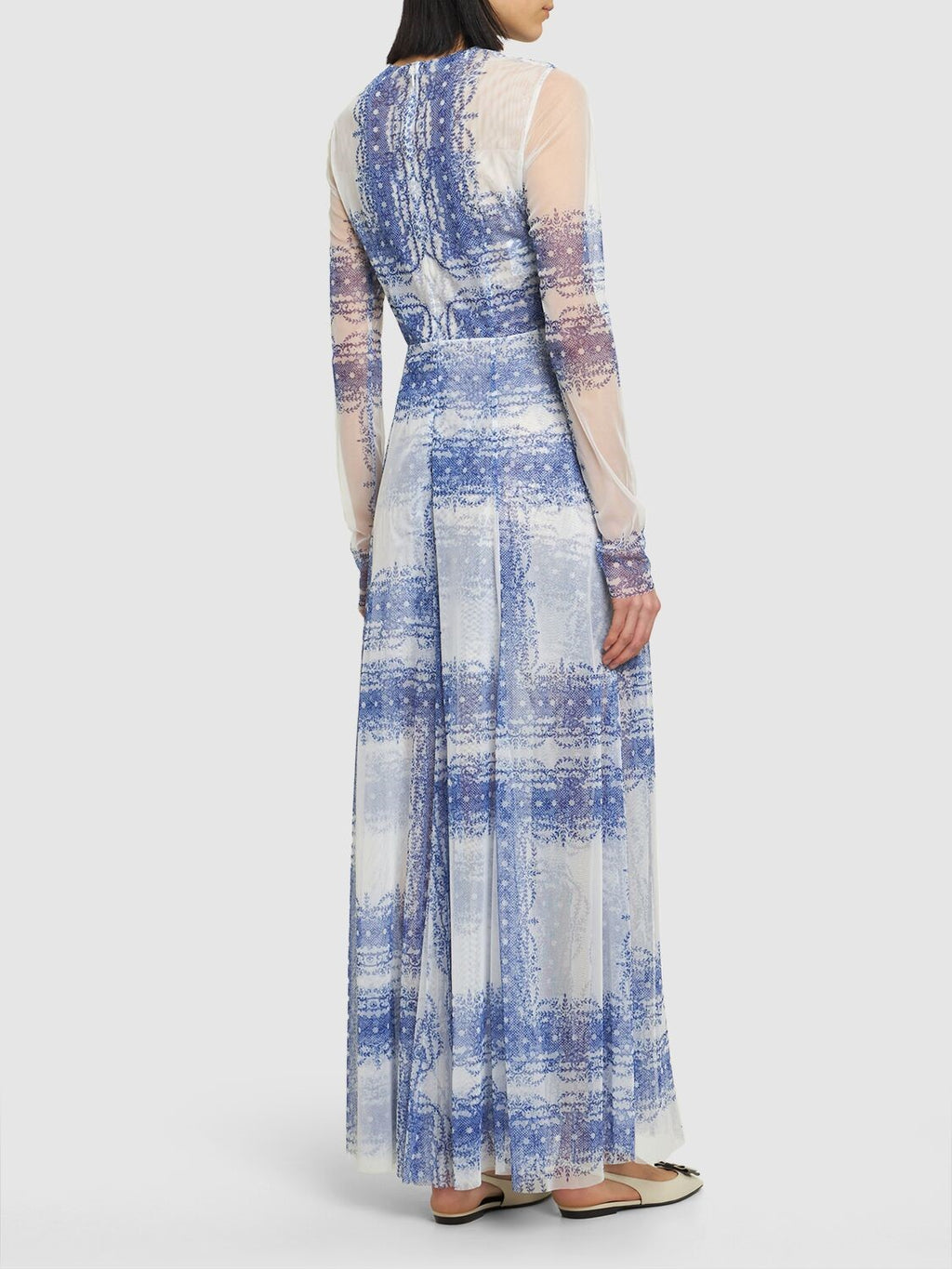 PHY-A0458 BLUE&WHITE PRINT DRESS