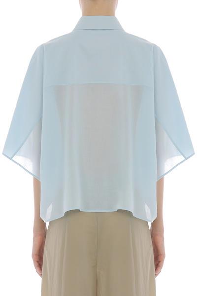 PHY-A0213 ETAMINE  BOW BLOUSE IN LIGHT BLUE OR IVORY
