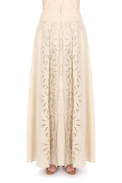 ALBERTA FERRETTI A0119 BEIGE LINEN CANVAS SKIRT