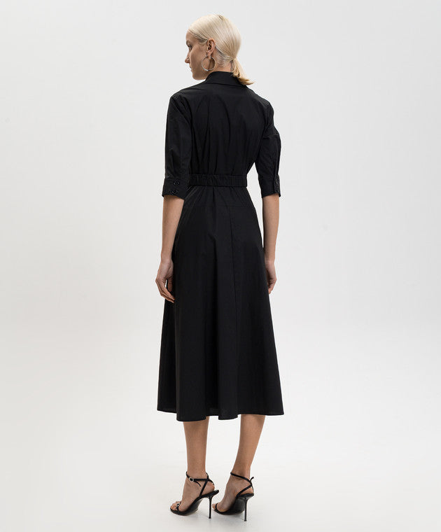 TWS-261AP2284 BLACK BELTED SHIRT ZIP DRESS