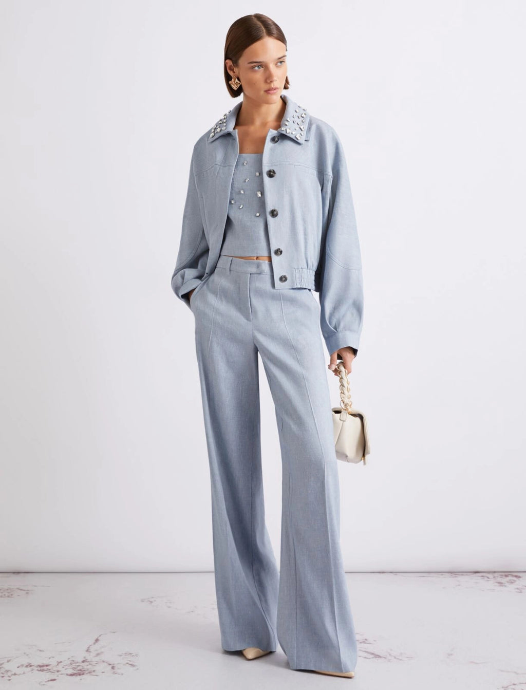 MRL-21304101 MLLVIRGOL LIGHT BLUE DIAMENTE JACKET