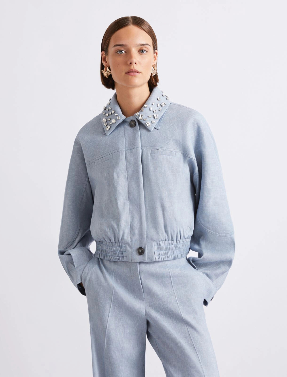 MRL-21304101 MLLVIRGOL LIGHT BLUE DIAMENTE JACKET