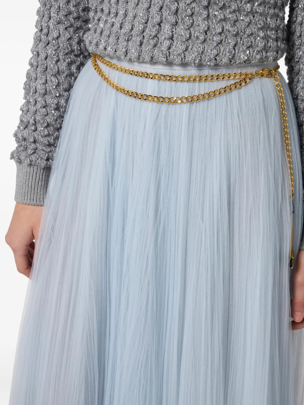 ELS-GO15057 BLUE CHAIN TULLE SKIRT
