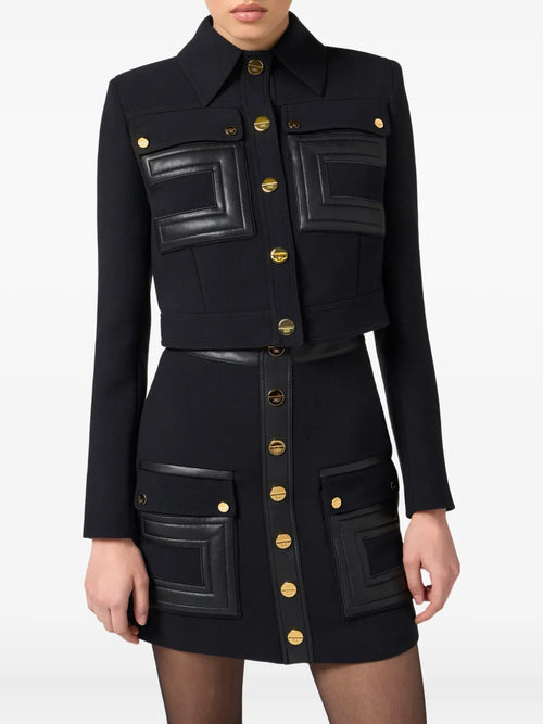 ELS-GI15957 BLACK CREPE LOGO JACKET