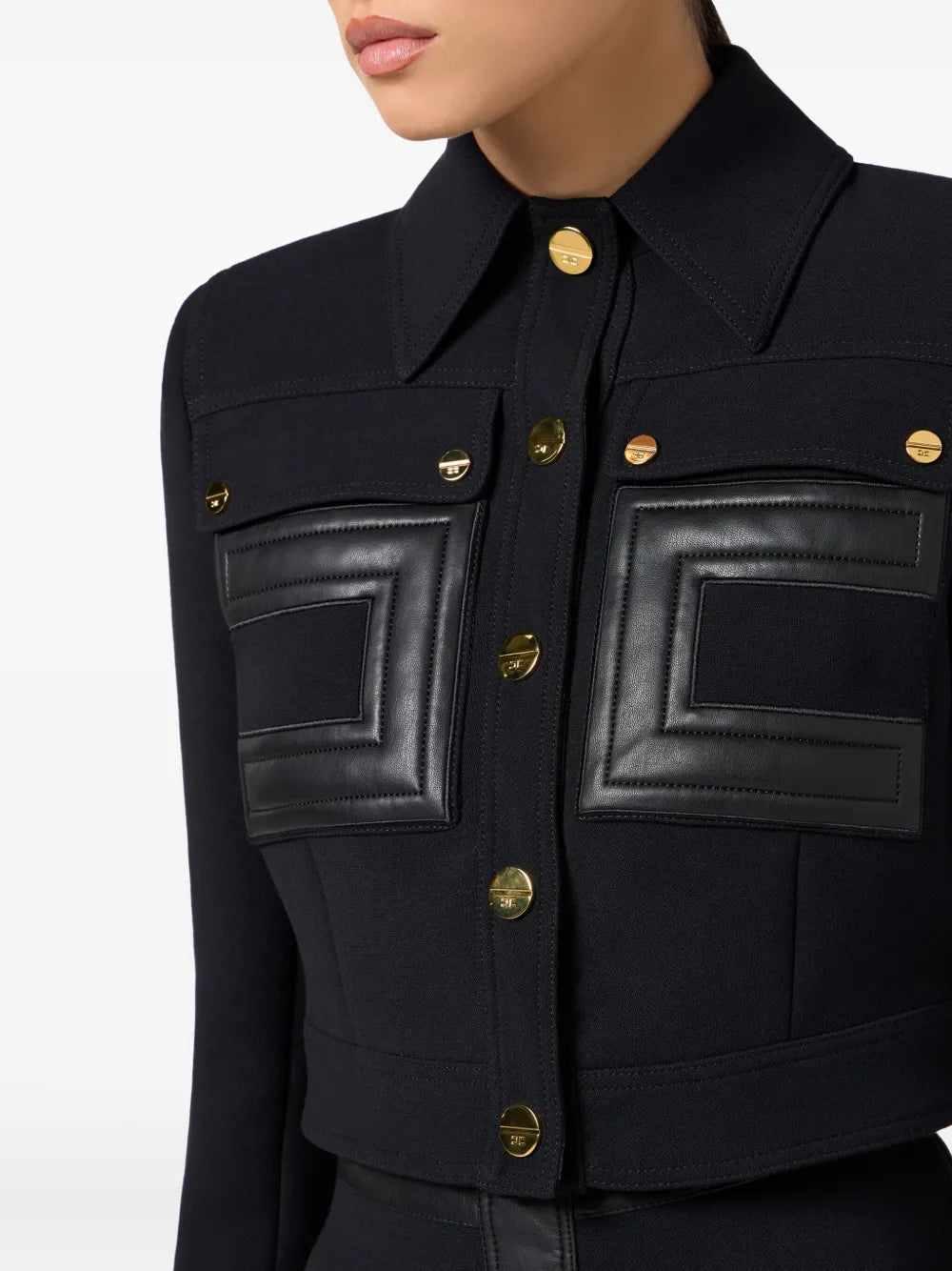 ELS-GI15957 BLACK CREPE LOGO JACKET