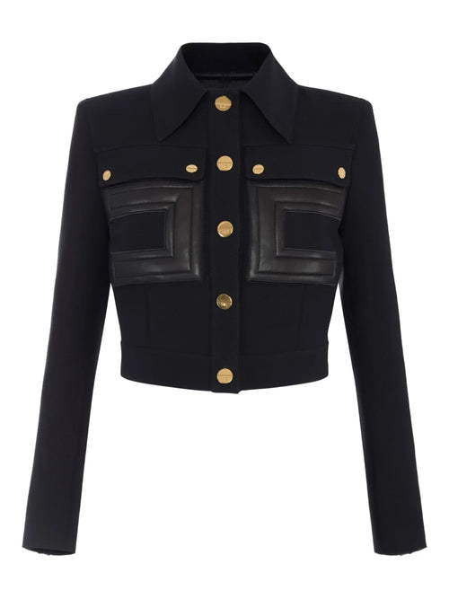 ELS-GI15957 BLACK CREPE LOGO JACKET