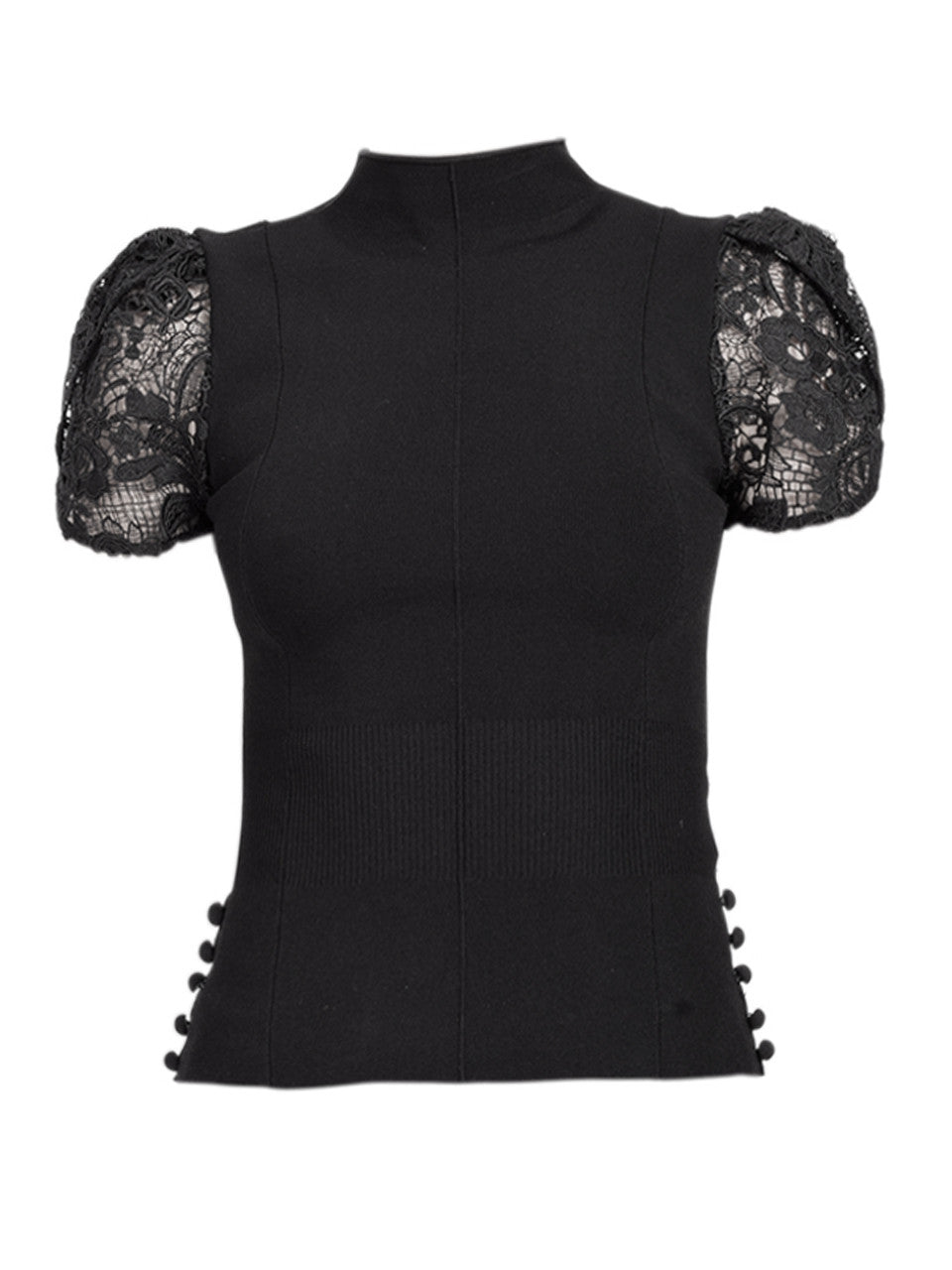 PLM-S252-70368VRW BLACK CORDED LACE TOP