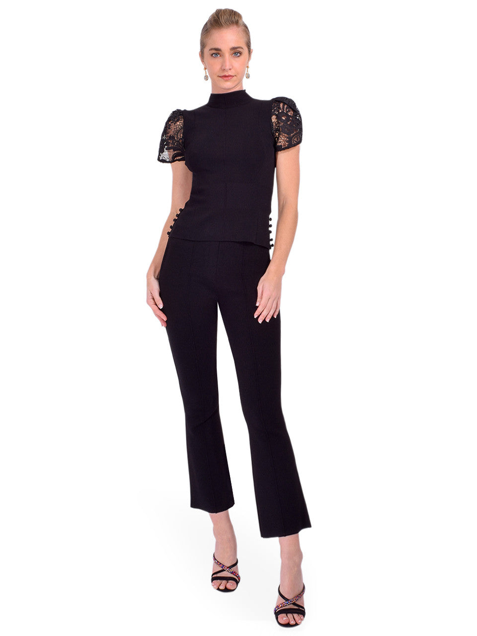 PLM-S252-70368VRW BLACK CORDED LACE TOP