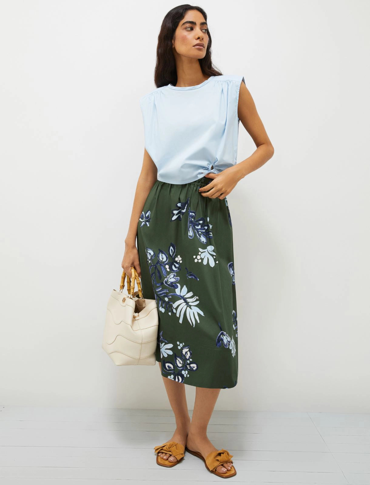MRL-251310107 ZAMBIA DARK GREEN FLORAL SKIRT