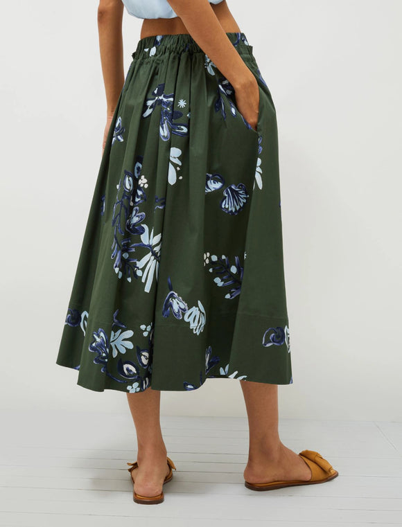 MRL-251310107 ZAMBIA DARK GREEN FLORAL SKIRT